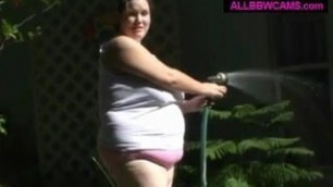 Pussy Bbw Playing With A Hose Fat Belly Chubby